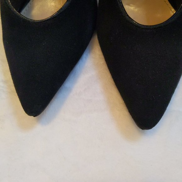 J. Renee Black Suede Leopard Print Block Heels Size 7.5 Wide Width - Picture 2 of 9